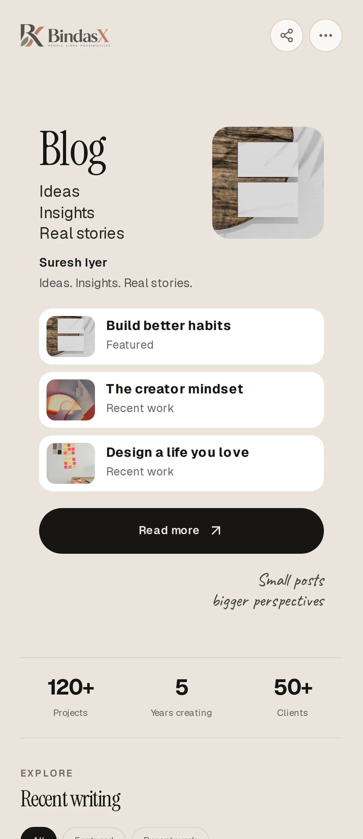 Blog creator page preview