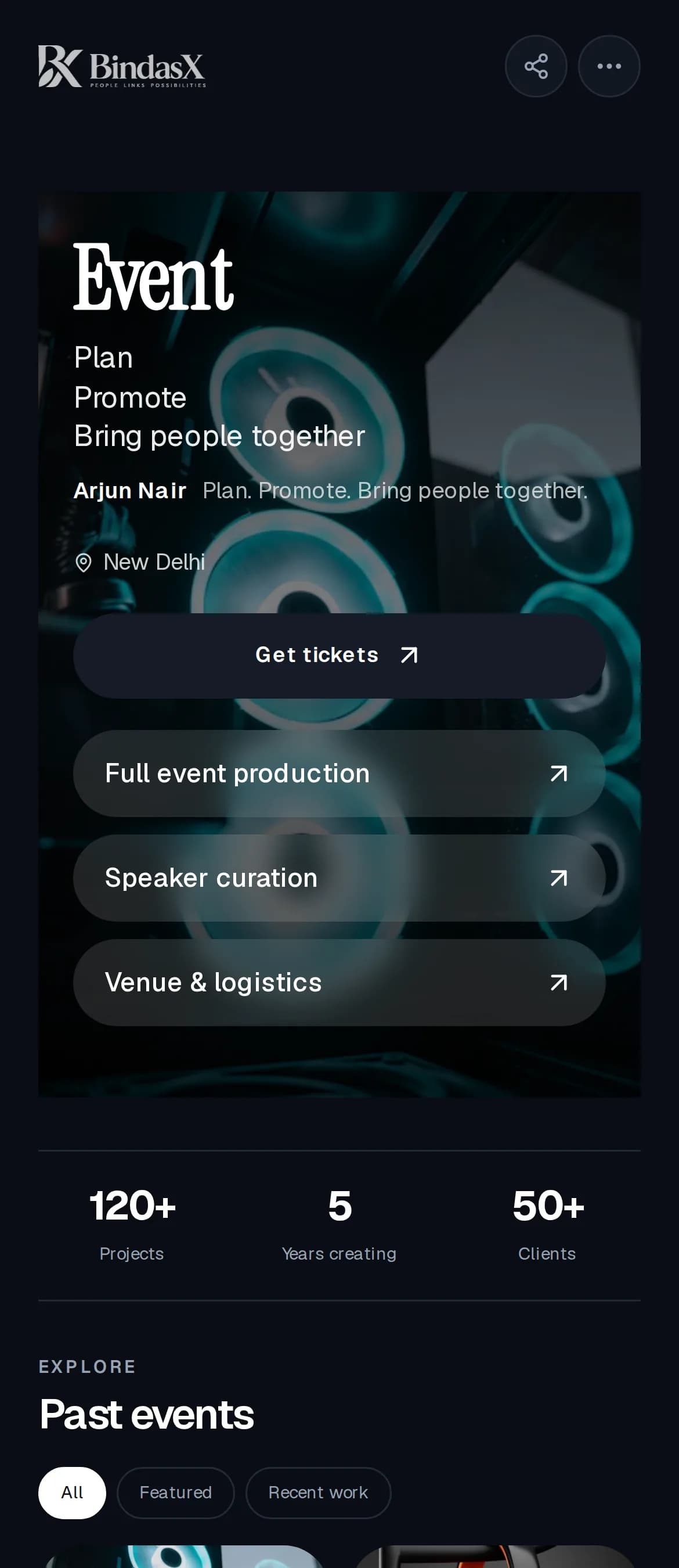 Event creator page preview