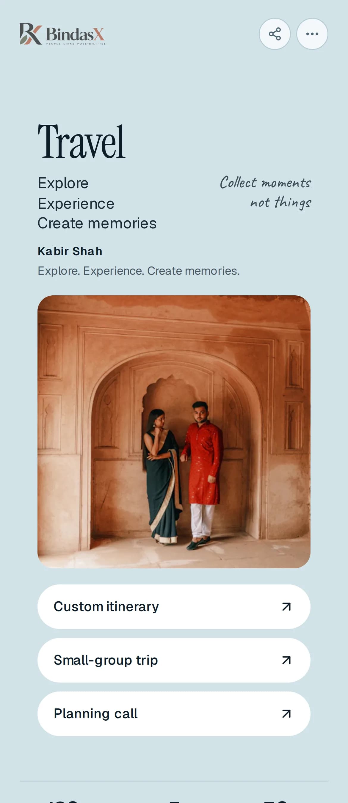 Travel creator page preview